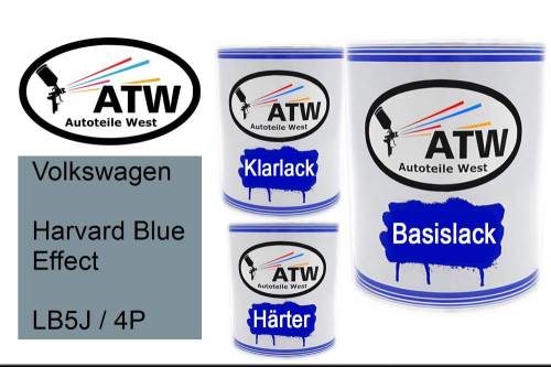 Volkswagen, Harvard Blue Effect, LB5J / 4P: 1L Lackdose + 1L Klarlack + 500ml Härter - Set, von ATW Autoteile West.